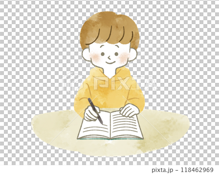 ノートに記入している男性-水彩 118462969