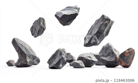 Falling Stones on White Background	 118463006