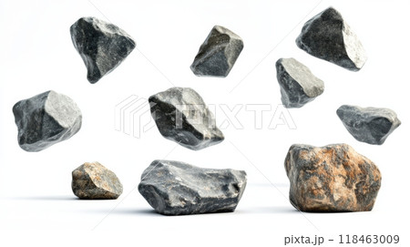 Falling Stones on White Background	 118463009