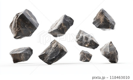 Falling Stones on White Background	 118463010