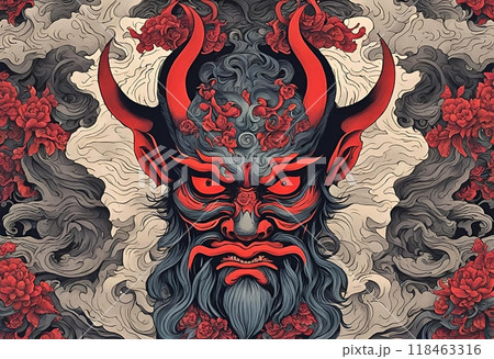 東洋的な恐ろしい魔王の顔のイラストのイラスト素材 [118463316] - PIXTA