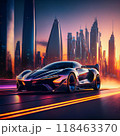 未来の都市を走るスポーツカー 118463370