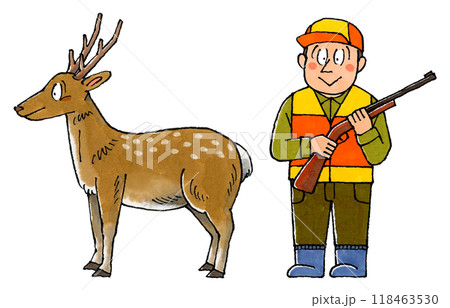 猟師と鹿 118463530