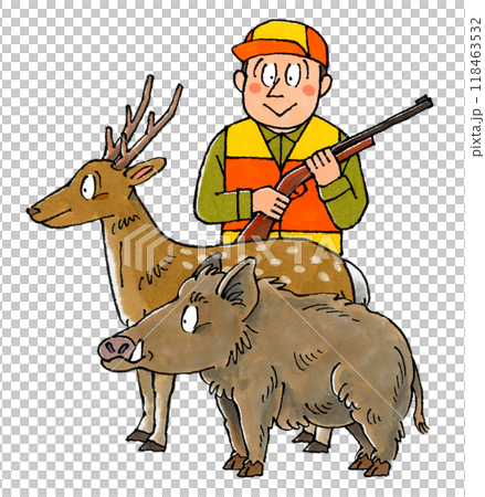 Hunter, deer and boar Hunter, deer and boar 118463532
