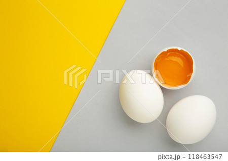 Easter decoration white eggs on colored background. Easter concept. 118463547