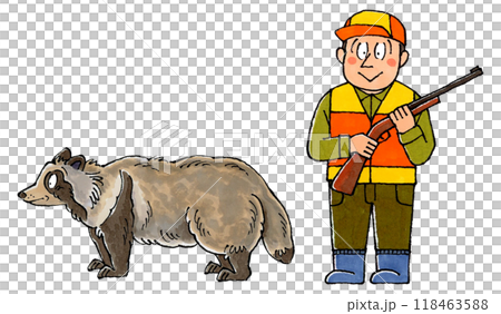 Hunter and Raccoon Hunter and Raccoon 118463588