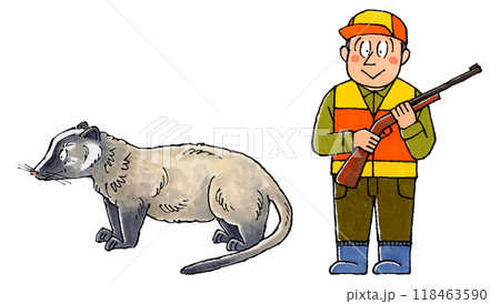 猟師とハクビシン 118463590