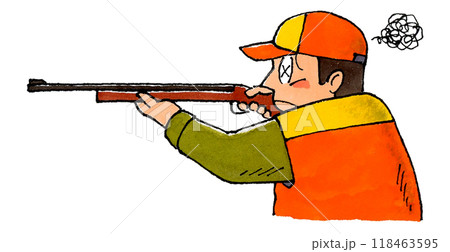 ライフル銃をかまえる猟師(困る) ライフル銃をかまえる猟師(困る) 118463595