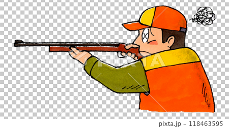 ライフル銃をかまえる猟師(困る) ライフル銃をかまえる猟師(困る) 118463595