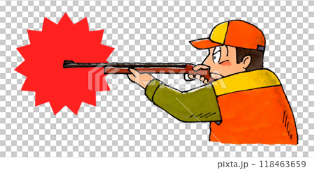 ライフル銃を発射する猟師 118463659