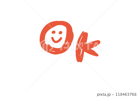 シンプルな手書き素材　アイコン　OK　カラー 118463768