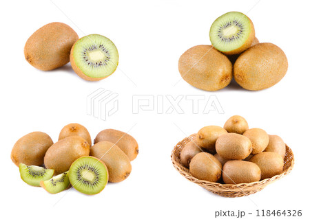 Set of different composition of kiwi isolated on white. Collage. 118464326