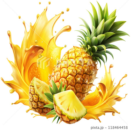 pineapple juice splash isolated on white pineapple juice splash isolated on white 118464458