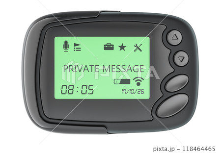 Pager or beeper, front view. 3D rendering Pager or beeper, front view. 3D rendering 118464465
