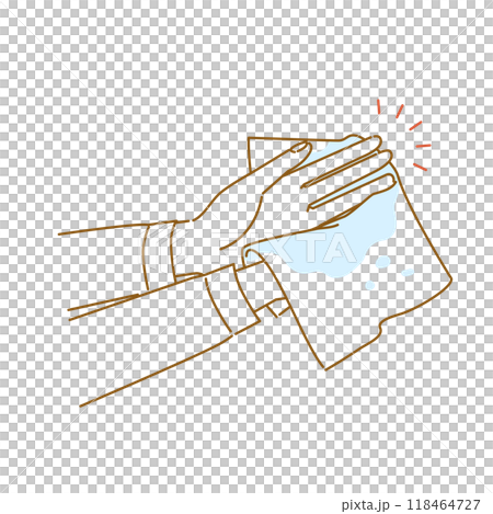 しもやけの対策:手洗い後に手の水気を拭くイメージイラスト しもやけの対策:手洗い後に手の水気を拭くイメージイラスト 118464727