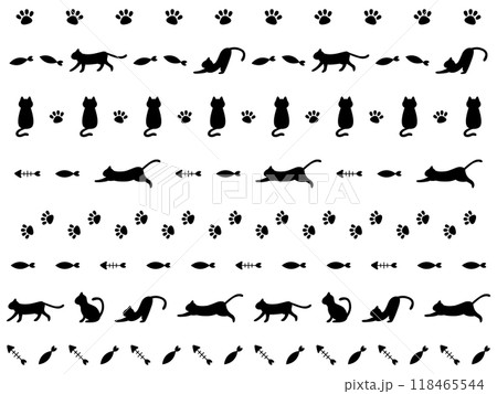 ネコのシルエットラインセット 118465544