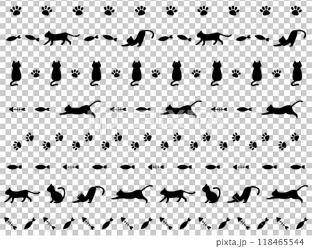 ネコのシルエットラインセット 118465544