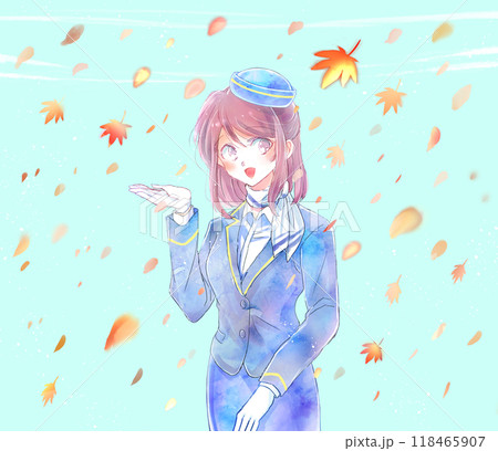 案内するバスガイド　紅葉 118465907