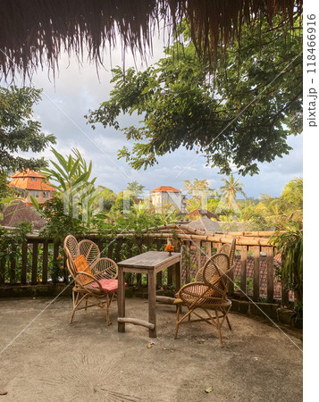 able and two chairs with beautiful view 118466916