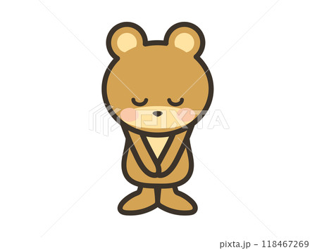 頭を下げて謝るかわいいくまさんのイラスト 118467269