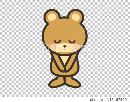 頭を下げて謝るかわいいくまさんのイラスト 118467269
