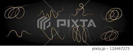 Golden doodle abstract line. Hand drawn curly swishes Golden doodle abstract line. Hand drawn curly swishes 118467273