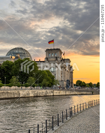 Parliament building Bundestag at sunset 118467295