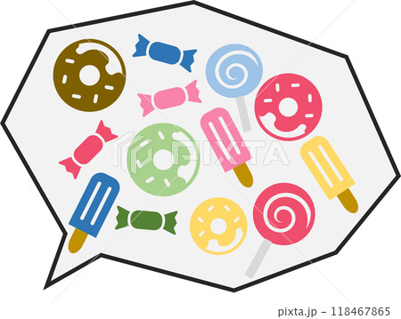 お菓子の吹き出しのイラスト 118467865