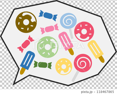 お菓子の吹き出しのイラスト 118467865