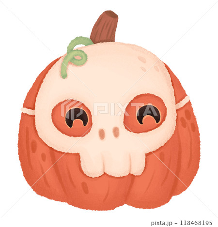 Orange pumpkin is wearing skull mask Orange pumpkin is wearing skull mask 118468195