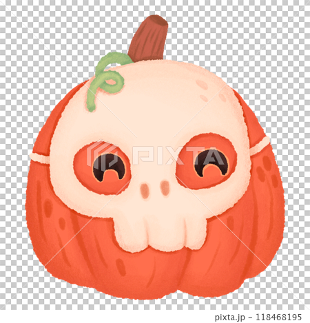 Orange pumpkin is wearing skull mask Orange pumpkin is wearing skull mask 118468195