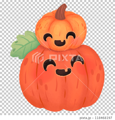 A cartoon pumpkin with two smaller pumpkins on top of it A cartoon pumpkin with two smaller pumpkins on top of it 118468197