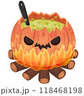 Halloween pumpkin witch cauldron is boiling 118468198