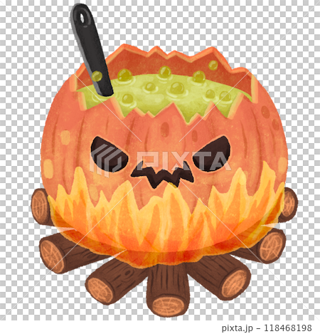 Halloween pumpkin witch cauldron is boiling Halloween pumpkin witch cauldron is boiling 118468198