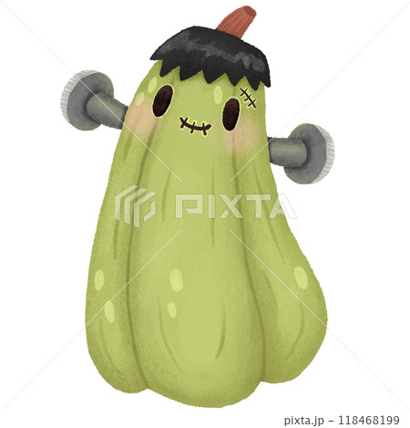 Halloween pumpkin wearing Frankenstein costume 118468199