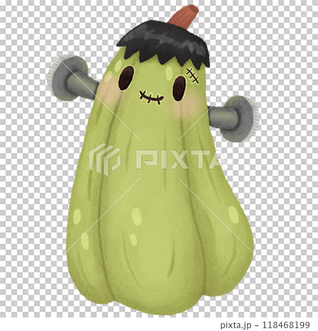 Halloween pumpkin wearing Frankenstein costume 118468199