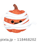 halloween pumpkin wearing mummy costume 118468202