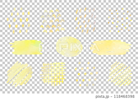 黃色手繪圖案集（水彩風格向量） 118468398