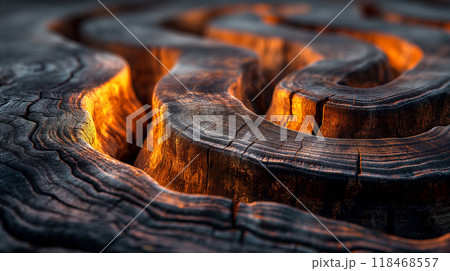 Swirling patterns of ancient wood with intricate textures, natural beauty background. Generative AI 118468557