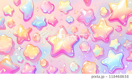 ポップにきらめく可愛い星柄のイラスト背景のイラスト素材 [118468638