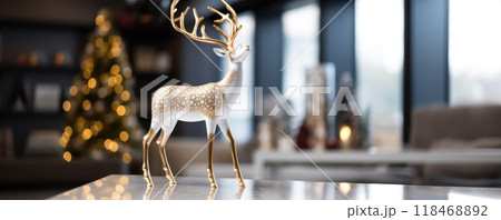 luxury christmas deer decoration figure in cozy livingroom 118468892