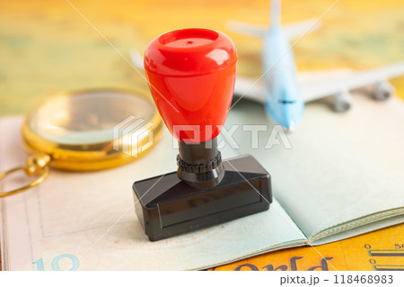 Approved Stamp visa and passport document to immigration at airport in country. Approved Stamp visa and passport document to immigration at airport in country. 118468983