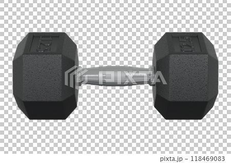 Hex Dumbbell with numbers 12.5, weightlifting gym equipment side view Hex Dumbbell with numbers 12.5, weightlifting gym equipment side view 118469083
