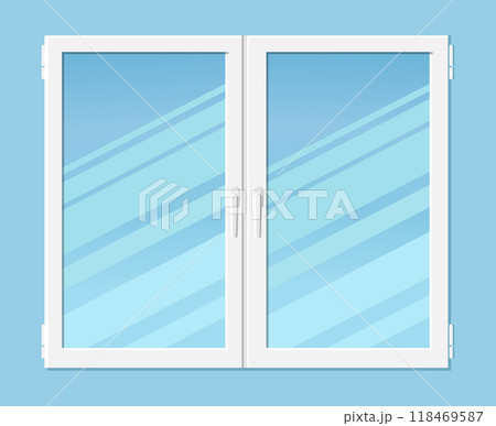 Modern plastic double casement window in flat style. Vector illustration 118469587
