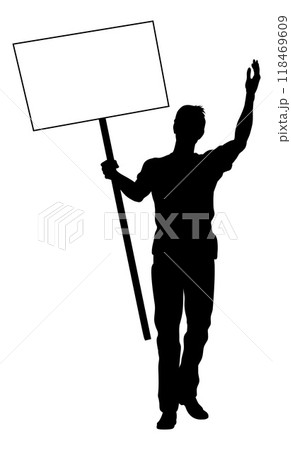 Protest Rally March Picket Sign Silhouette Person Protest Rally March Picket Sign Silhouette Person 118469609