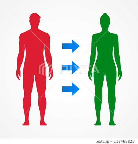 Gender transition from man to woman, concept vector illustration Gender transition from man to woman, concept vector illustration 118469823