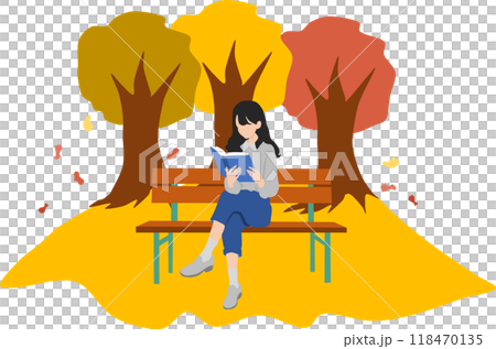 Illustration of women reading in the autumn park (Autumn reading) Illustration of women reading in the autumn park (Autumn reading) 118470135