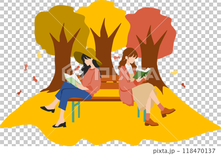 秋の公園で読書をする女性たちのイラスト(読書の秋) 秋の公園で読書をする女性たちのイラスト(読書の秋) 118470137