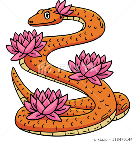 Year of the Snake and Lotus Flowers Clipart Year of the Snake and Lotus Flowers Clipart 118470144