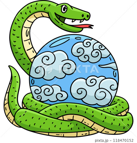 Year of the Snake and Orb Cartoon Colored Clipart 118470152